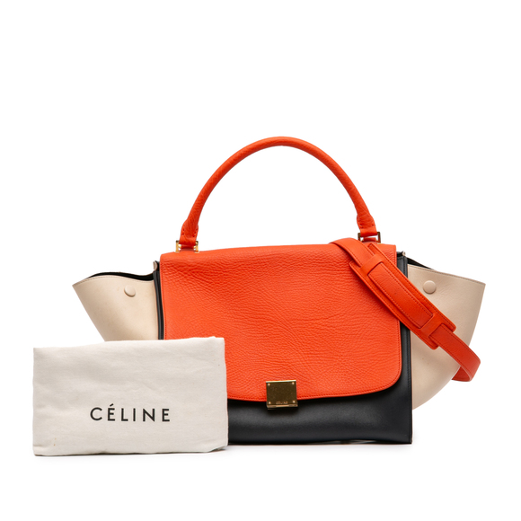 Pre-Loved Celine Medium Tricolor Leather Trapeze Satchel - Picture 9 of 9